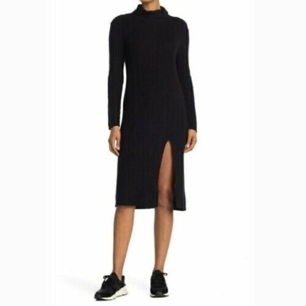 ABOUND Dress Ribbed Long Sleeves Mock Turtleneck Black
